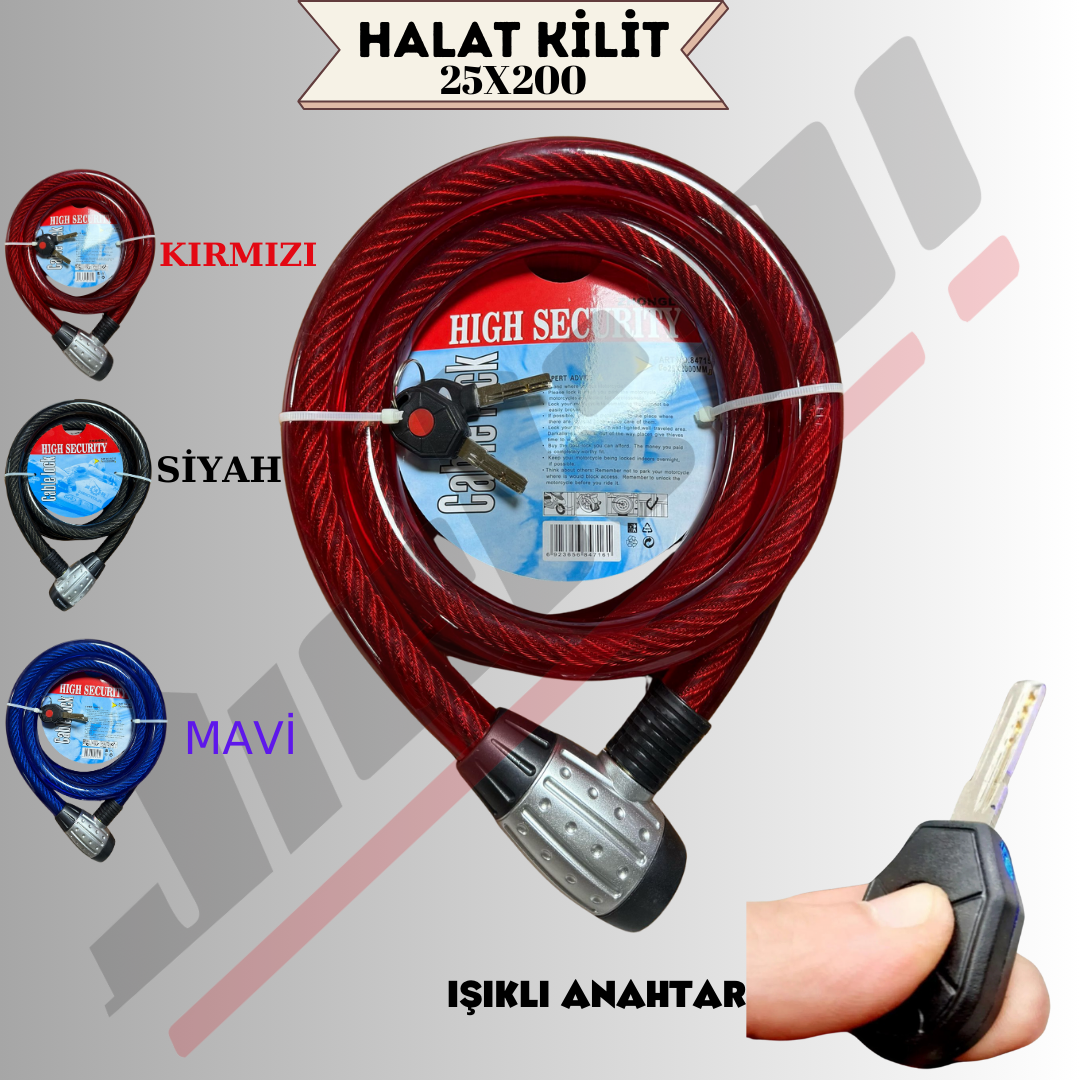 25X200 HALAT KİLİT IŞIKLI ANAHTAR * KIRMIZI *