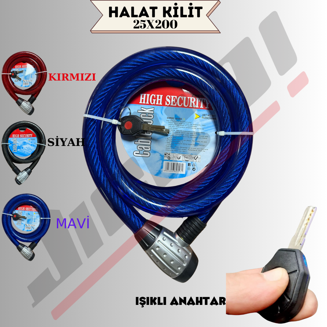 25X200 HALAT KİLİT IŞIKLI ANAHTAR * MAVİ *