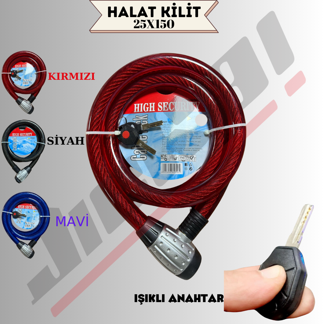 25X150 HALAT KİLİT IŞIKLI ANAHTAR * KIRMIZI *